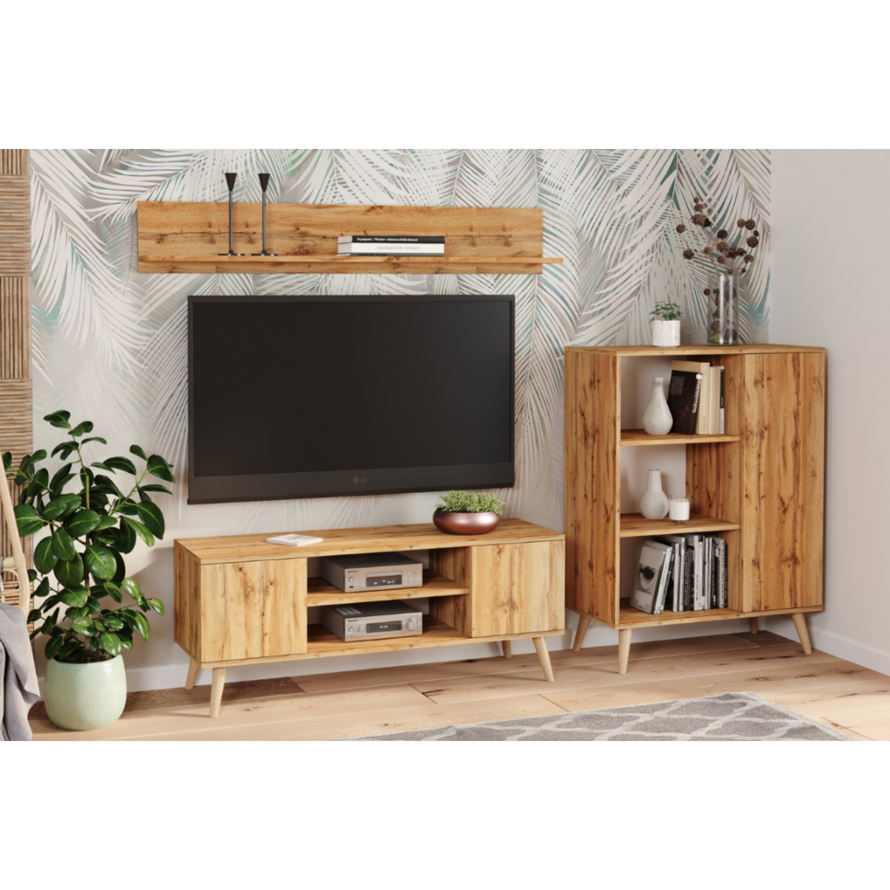 Mensola a muro Shelf 100 cm in rovere dorato