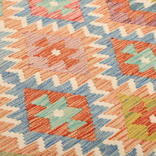 Tapis kilim, motif géométrique authentique, tissé plat, TABIL