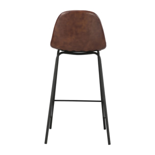 Lot de 2 chaises pour îlot central 65 cm en cuir synthétique marron - Henrik