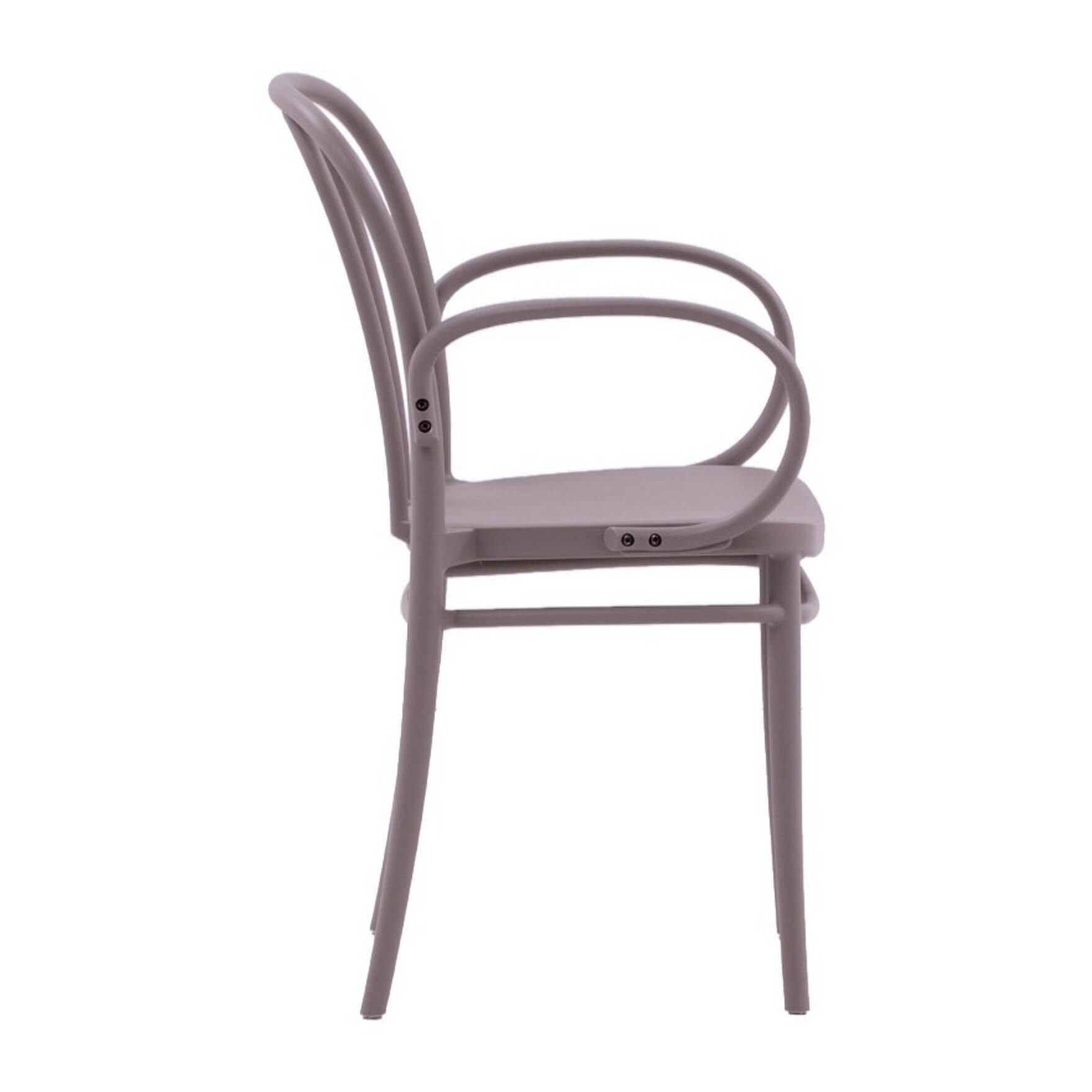 Set di 2 sedie NEWCASTLE in polipropilene tortora con braccioli, impilabili