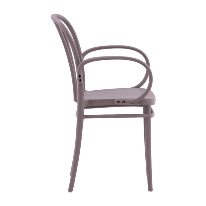 Set di 2 sedie NEWCASTLE in polipropilene tortora con braccioli, impilabili