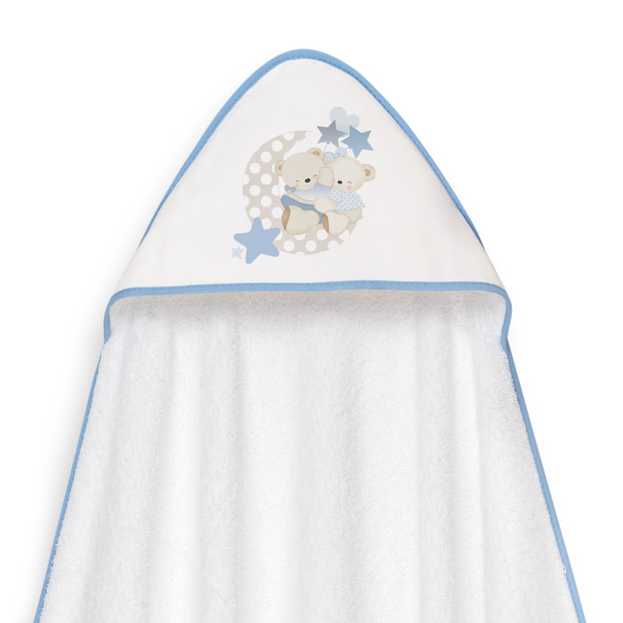 Capa Baño 1X1 Mod Lovely Bear+ Gorro Bco/Azul