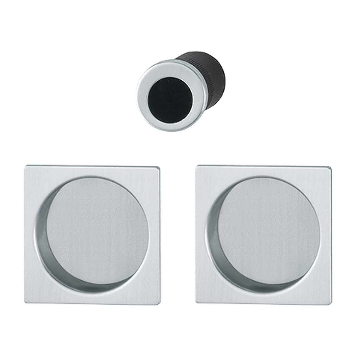 Set 5 aluminium pour porte coulissante 4921 F94-1 carré aspect chromé satiné, aveugle sans gâche, cuvette + doigt - HOPPE - 3948083