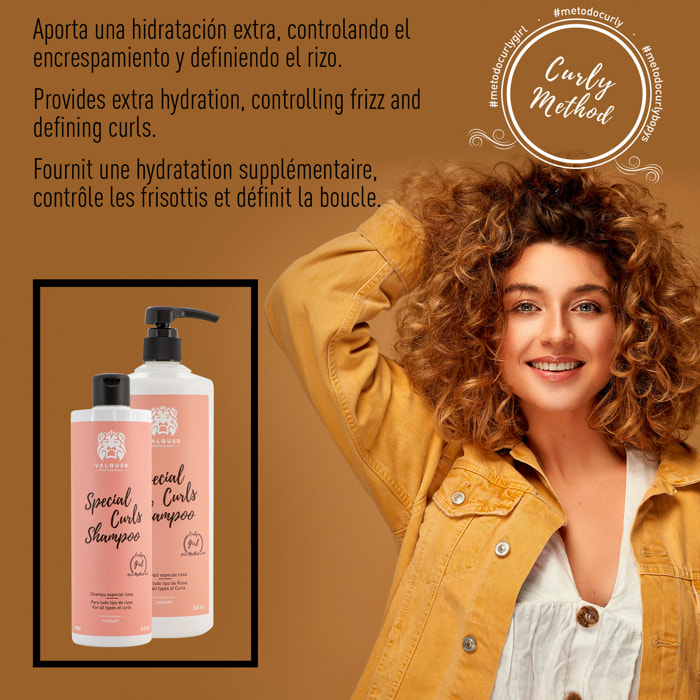 Valquer Pack curly Champú, mascarilla y serum para cabellos rizados - 400 ml + 290 ml + 30 ml