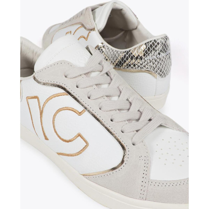 Sneakers con Dettagli Effetto Serpente e Pelle