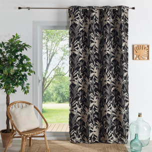 Rideau Jacquard Motif Jungle - Noir