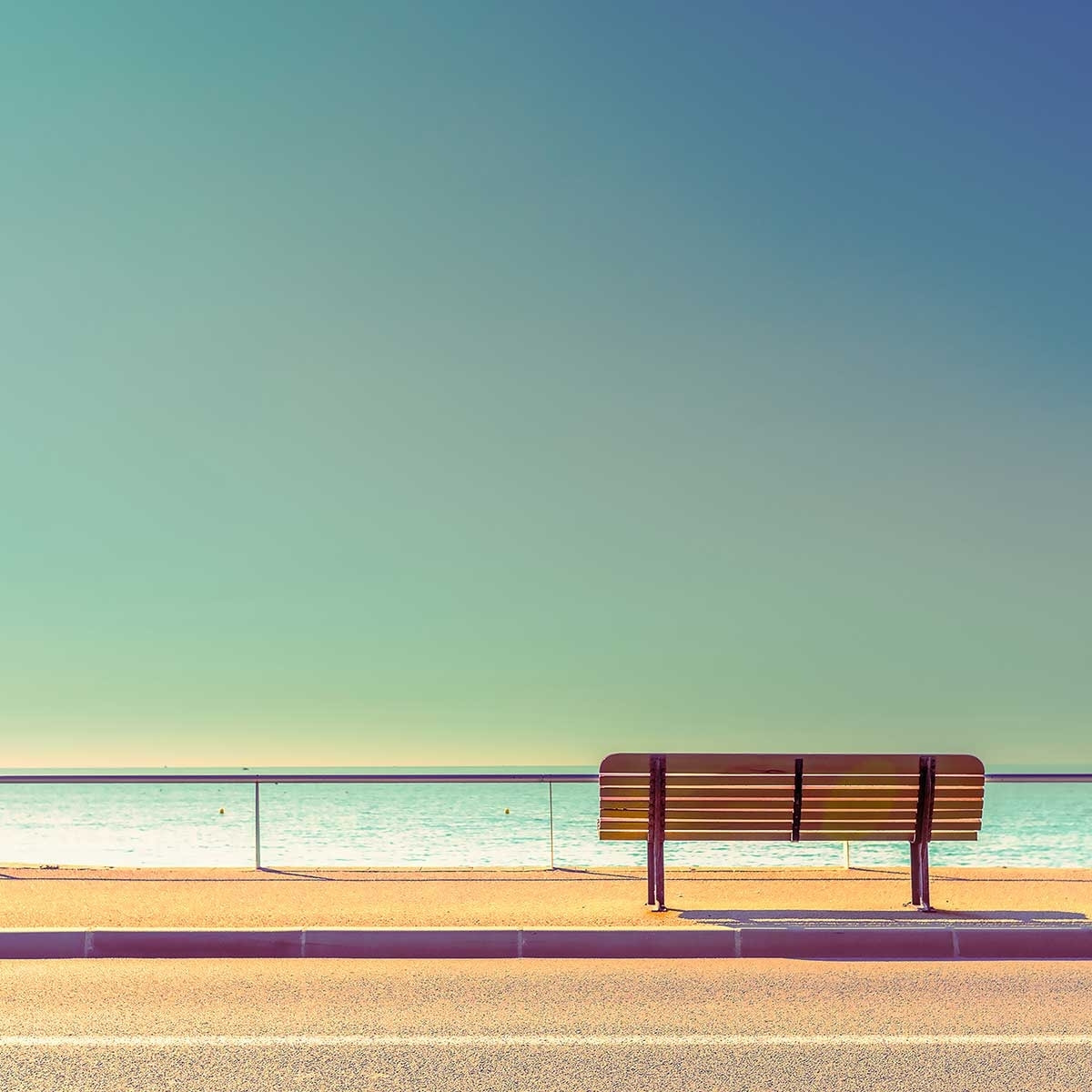 Affiche paysage pause balnéaire Affiche + cadre en bois - Chêne