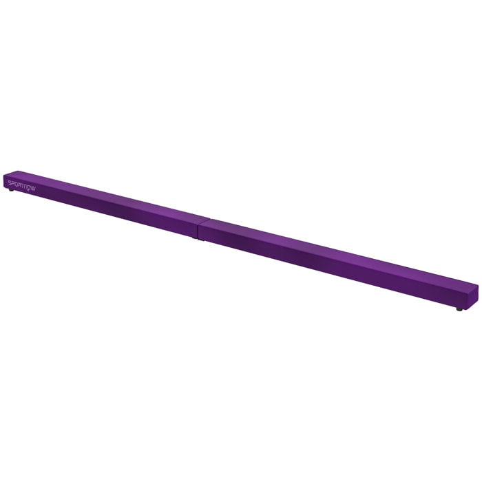 Poutre gymnastique pliable 240 cm - poutre d'équilibre antidérapante - bois de pin revêtement flanelle violet