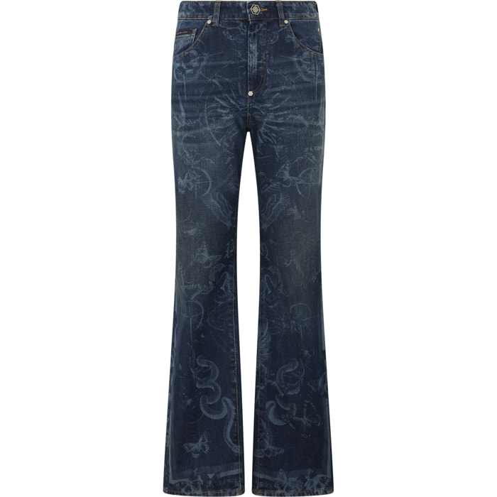 PHILIPP PLEIN Straight Cut Jeans Butterfly Tattoo