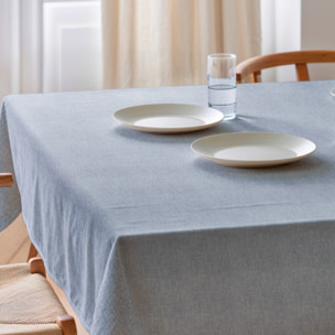 Nappe jacquard unie antitache Indra Blue