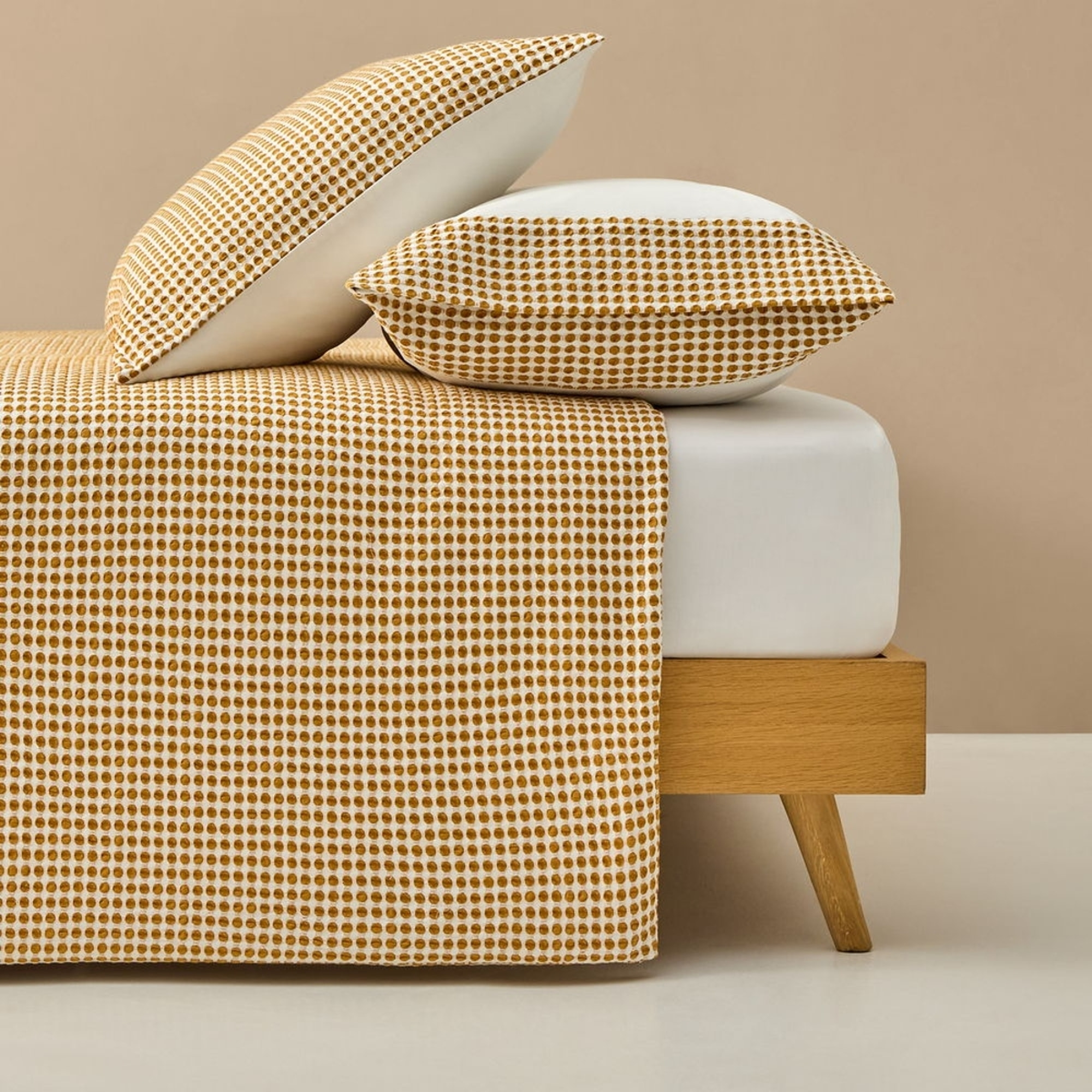 Funda nórdica tejido gofrado Fotex color amarillo ocre 100% Algodón