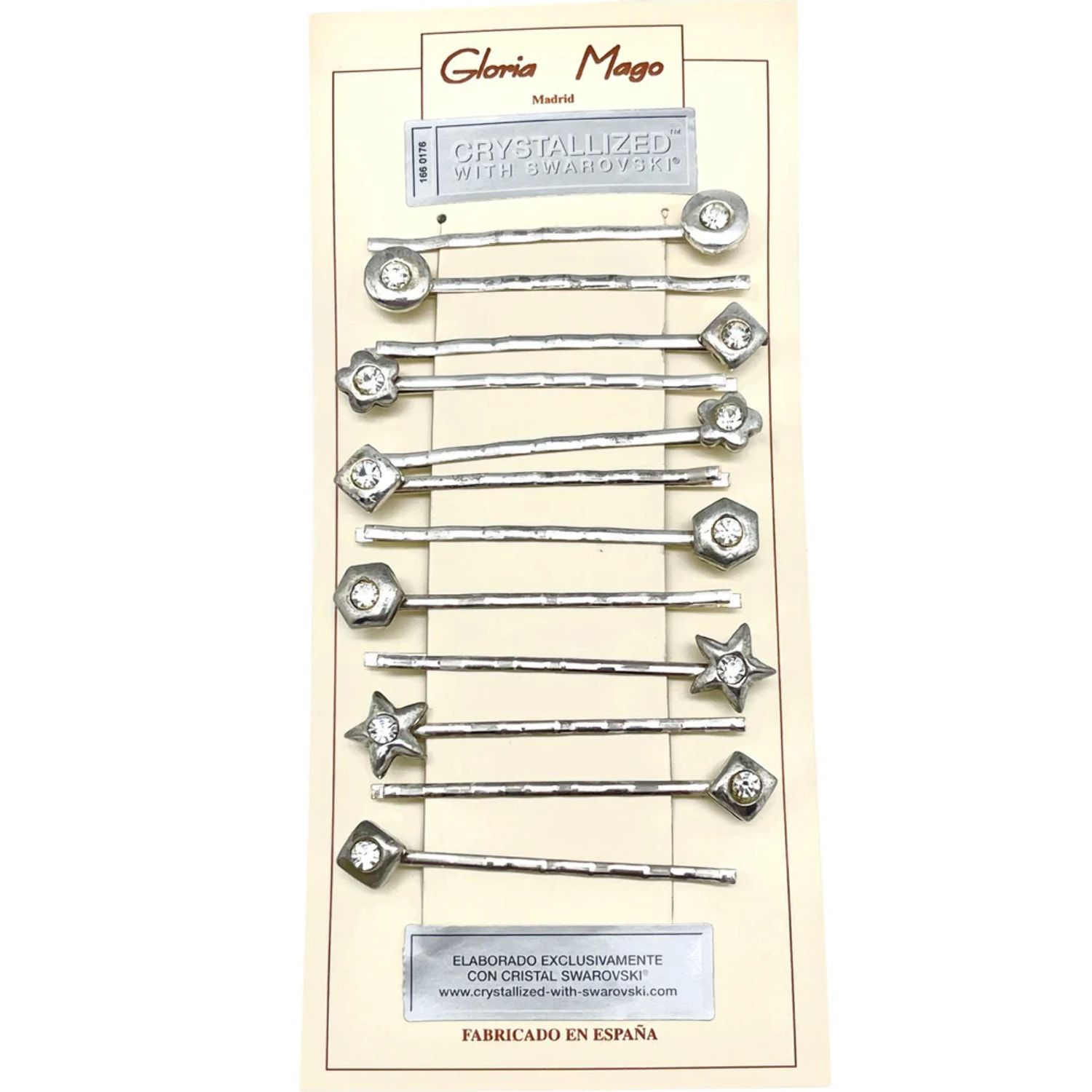 Pack 12 Horquilla surtido figuras en plata 10µ con cristales de SW cristal