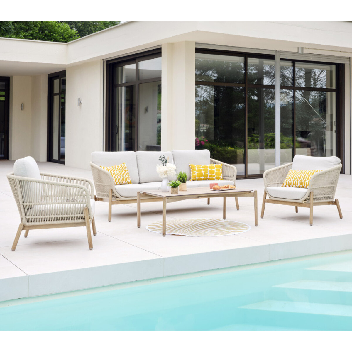 Salon de jardin en aluminium - 5 places - PALAWAN