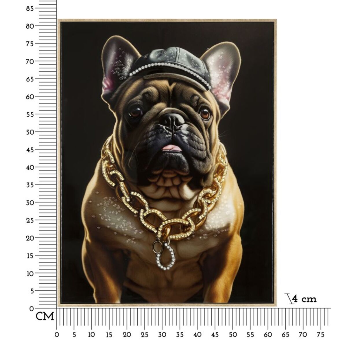 DIPINTO SU TELA LACCATO BULLY C/CORNICE CM 62X4X82