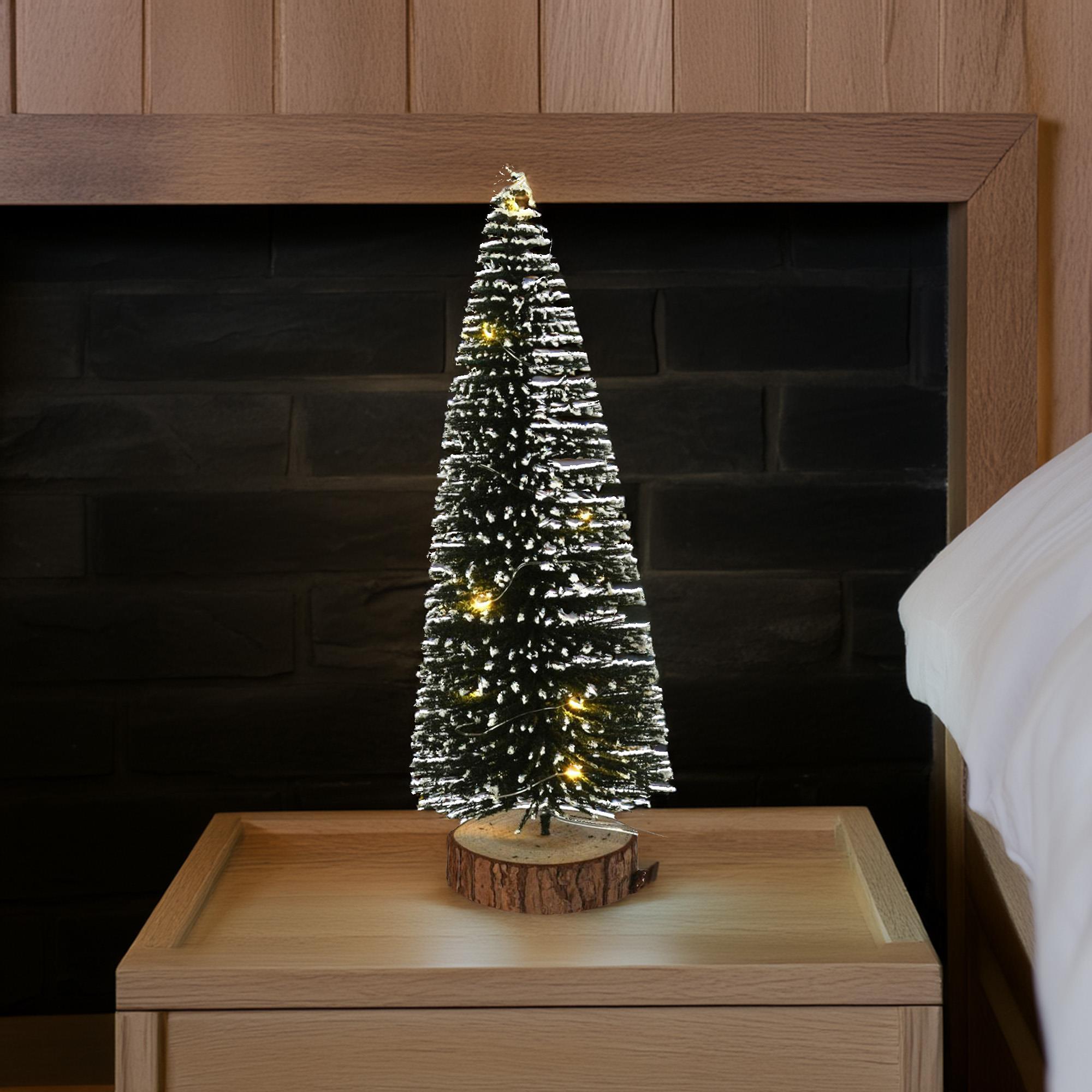 árbol navideño con 10 luces led blancas cálidas y temporizador - 12x12x30cm