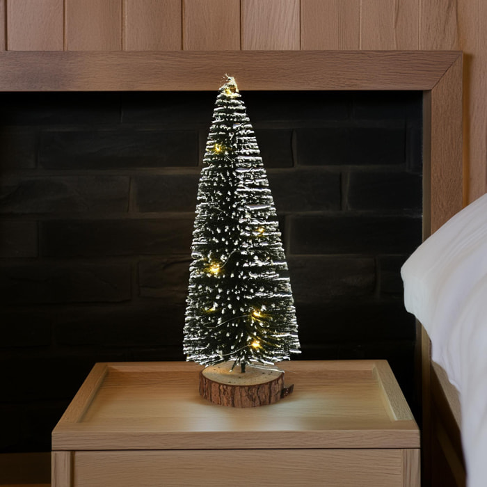 árbol navideño con 10 luces led blancas cálidas y temporizador - 12x12x30cm