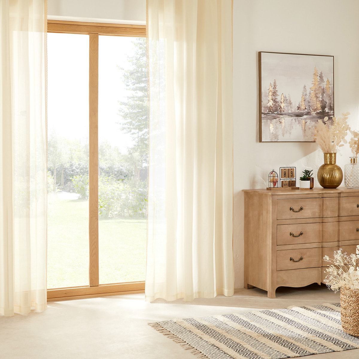 Voilage dentelle Little cottage blanc 140x240cm