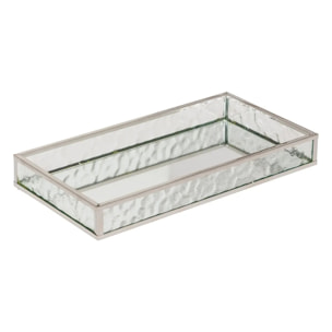 2 plateaux effet miroir "Ania" argent 28x17x4cm