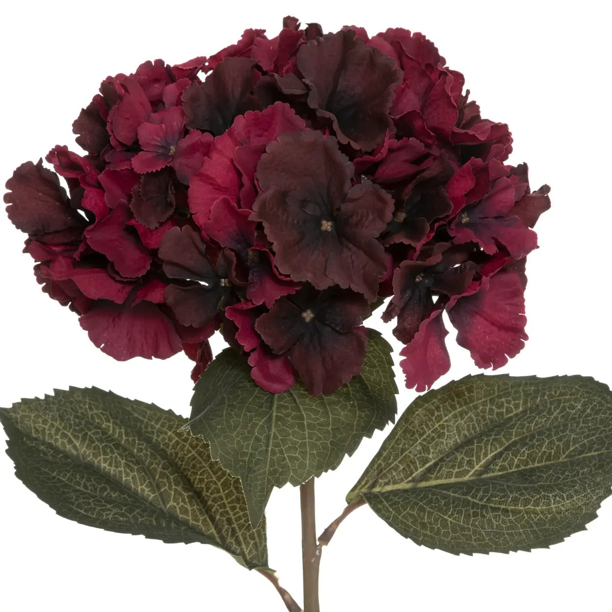 Tige d'hortensia artificiel - rubis H83 cm