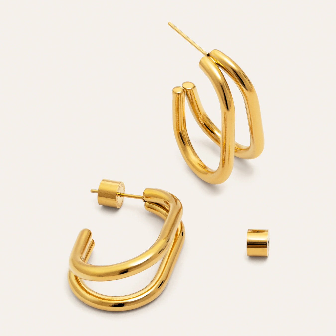 Pendientes Aro Doble Bossa Acero Baño Oro