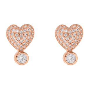 Orecchini Cuore con Pavé e Punti Luce in Cubic Zirconia