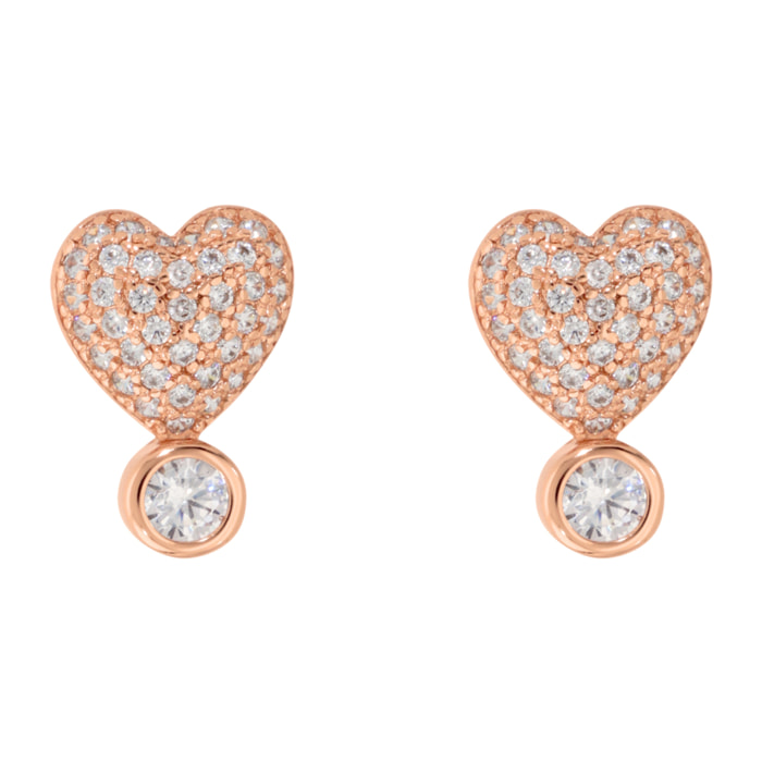 Orecchini Cuore con Pavé e Punti Luce in Cubic Zirconia