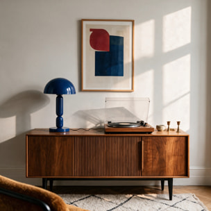 Lampe en bois et métal bleu foncé - Romy