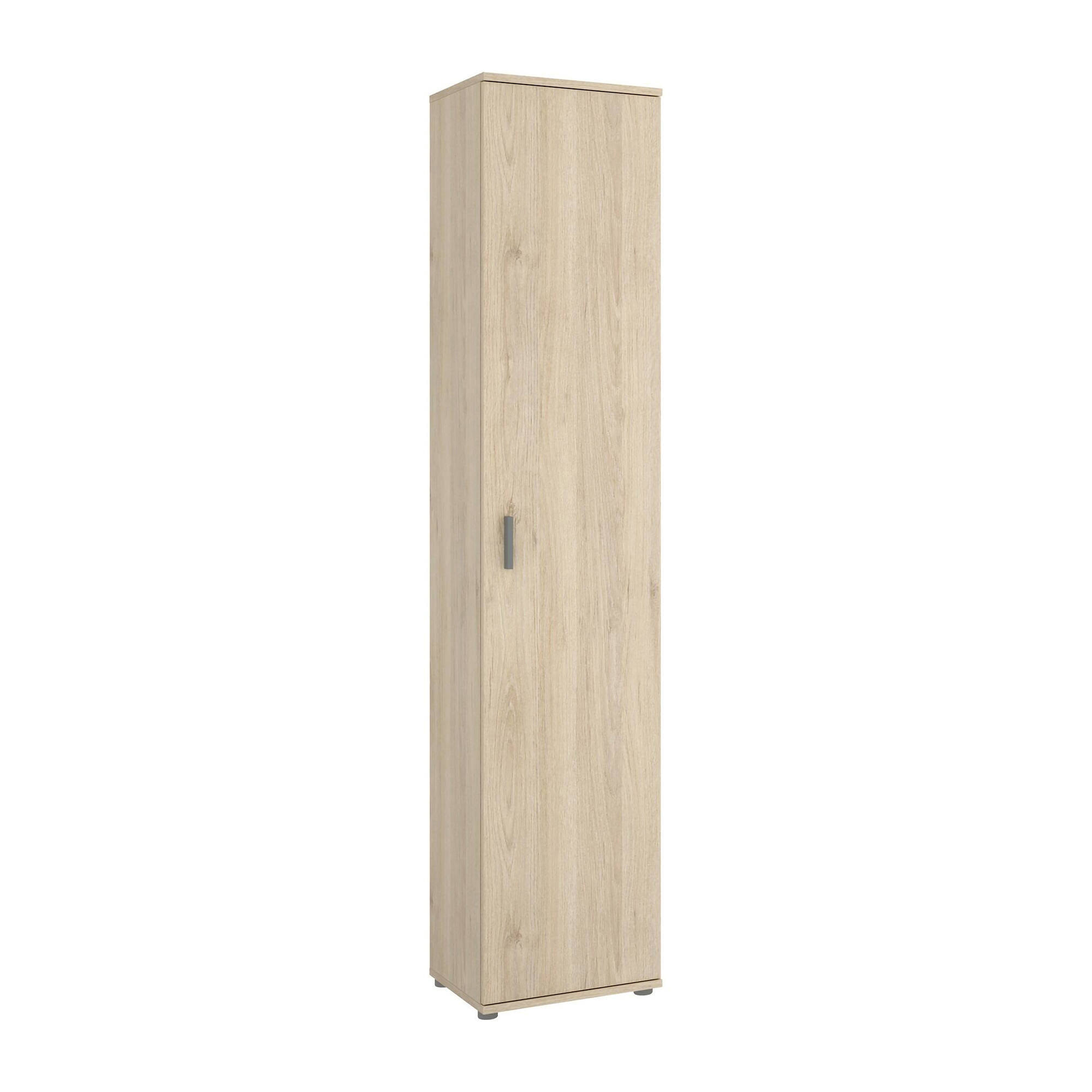 Colonna bagno Lagalb, Mobile pensile bagno, Armadio alto multiuso a 1 anta, 39x35h190 cm, Rovere