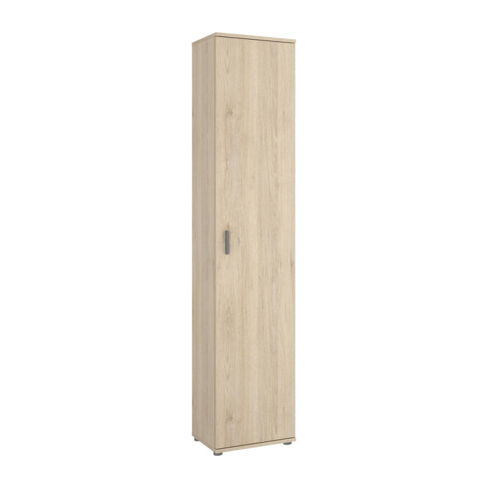 Colonna bagno Lagalb, Mobile pensile bagno, Armadio alto multiuso a 1 anta, 39x35h190 cm, Rovere