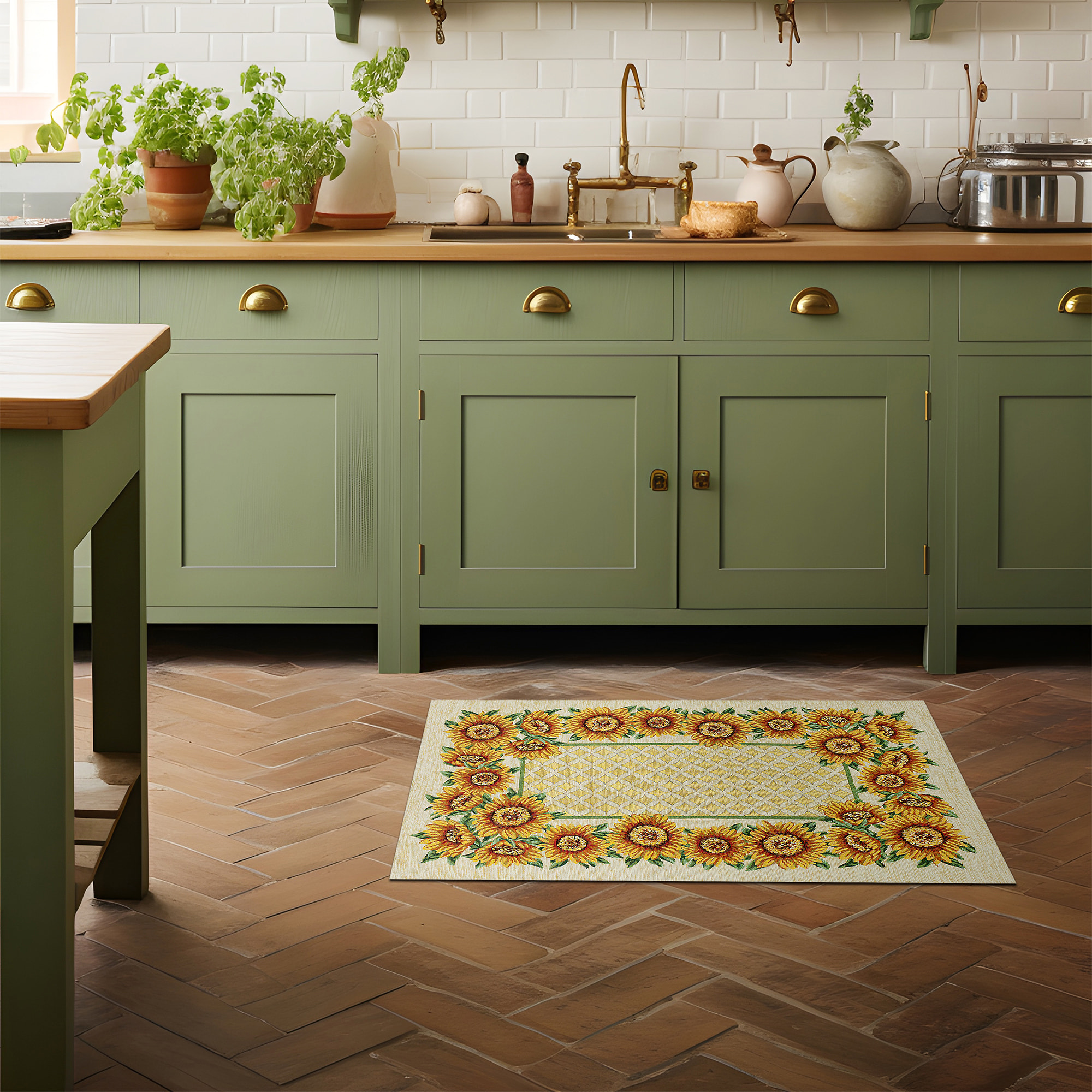 TAPPETO DA CUCINA DIS.GIRASOLI COL.57X190 CM CON ANTISCIVOLO