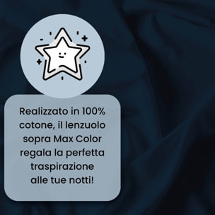 LENZUOLO SOPRA MAX COLOR, 100% Cotone, Tinta Unita, Made in Italy - BLU SCURO
