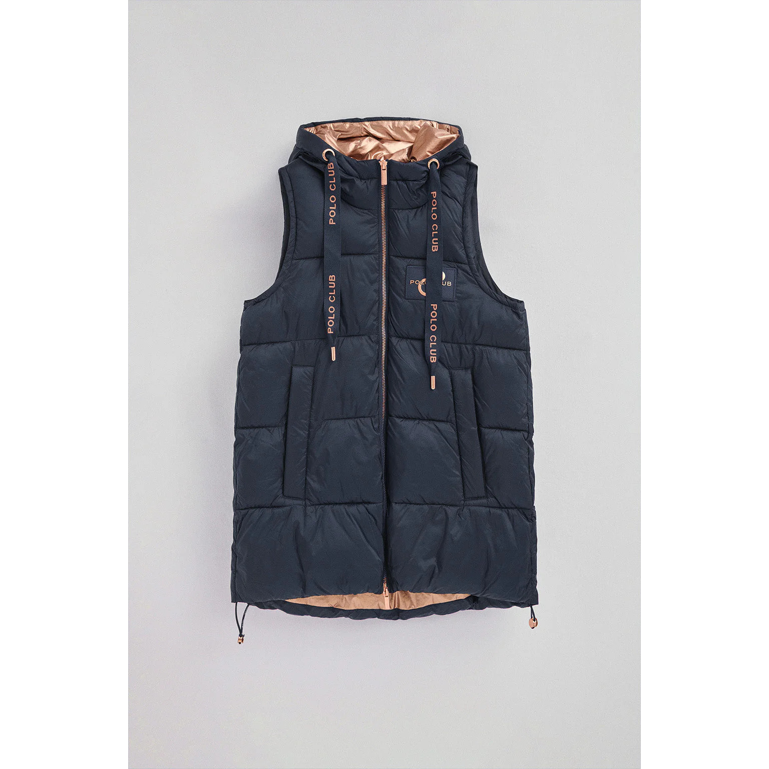 Gilet trapuntato blu marino con logo Polo Club