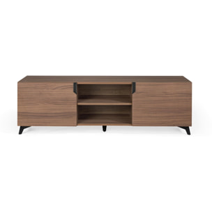 Mueble TV DOVER -2 puertas y 2 huecos - nogal canaleto - 180x45x55cm