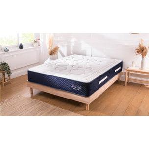 Ensemble DOLCE VITA | 1 Place | Matelas Ressorts Ensachés | avec Sommier Kit Tissu Gris Anthracite