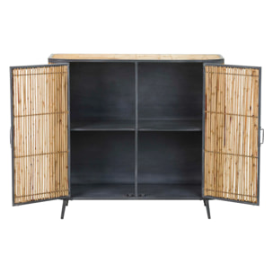 Aparador Metal Bambu Azul Marron 100x34x91 Cm