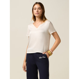 Oltre - Blusa in raso di viscosa - Bianco