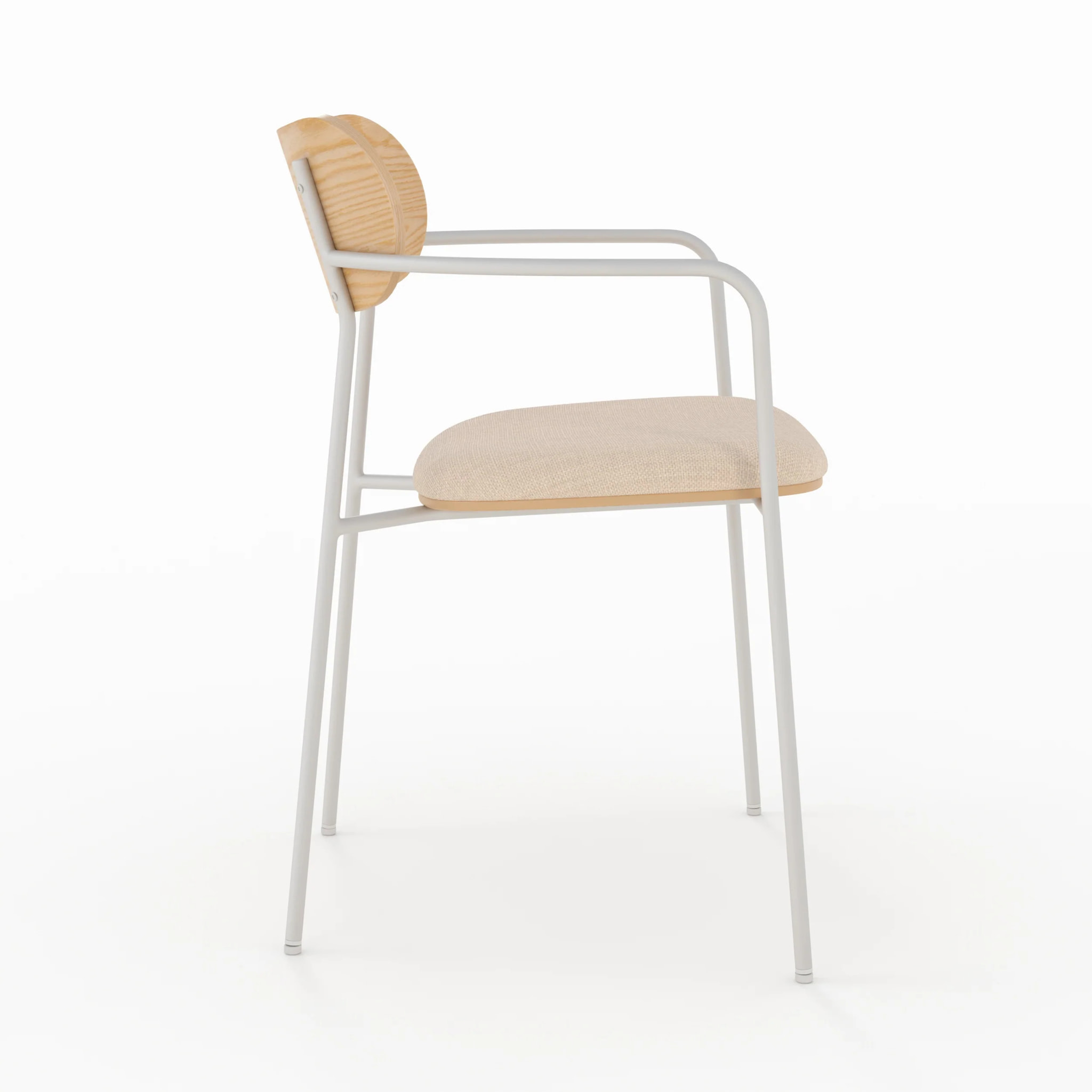 Lot de 2 chaises en tissu beige et placage en bois clair - Marine