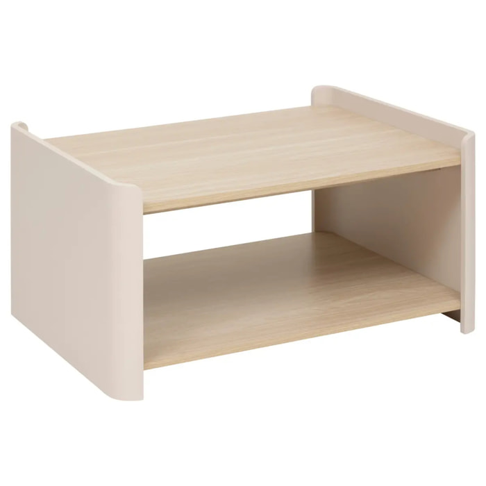 Table basse Roundy blanc ivoire et bois