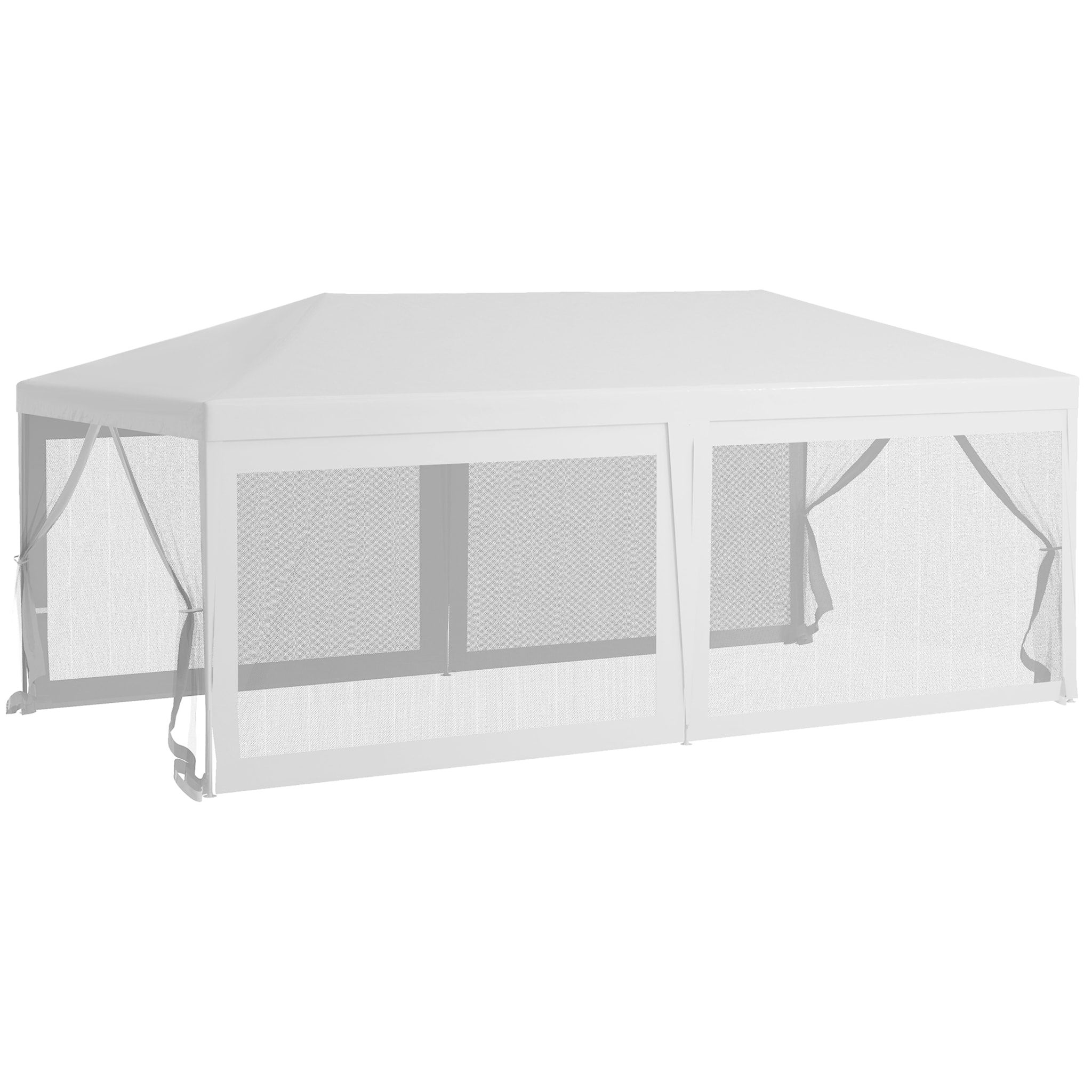 Outsunny Carpa de Jardín 6x3 m Cenador Desmontable Exterior con 6 Mosquiteras Laterales 2 Puertas con Cremallera para Terraza Patio Blanco