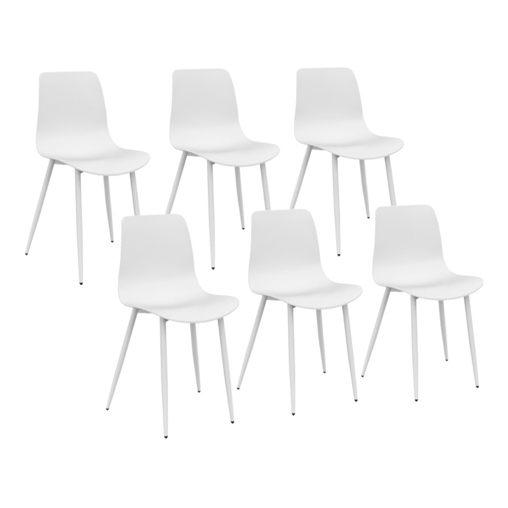 Chaises Nala blanches et pieds métal - lot de 6