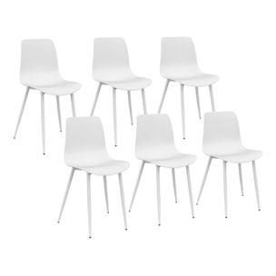 Chaises Nala blanches et pieds métal - lot de 6