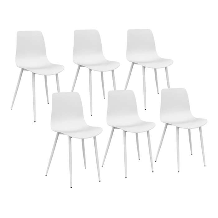 Chaises Nala blanches et pieds métal - lot de 6