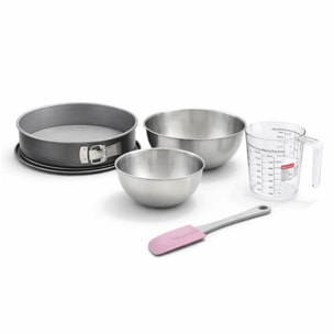 Set pâtisserie avec moule à manqué acier, 2 bols à mixer, verre mesureur et spatule Zenker