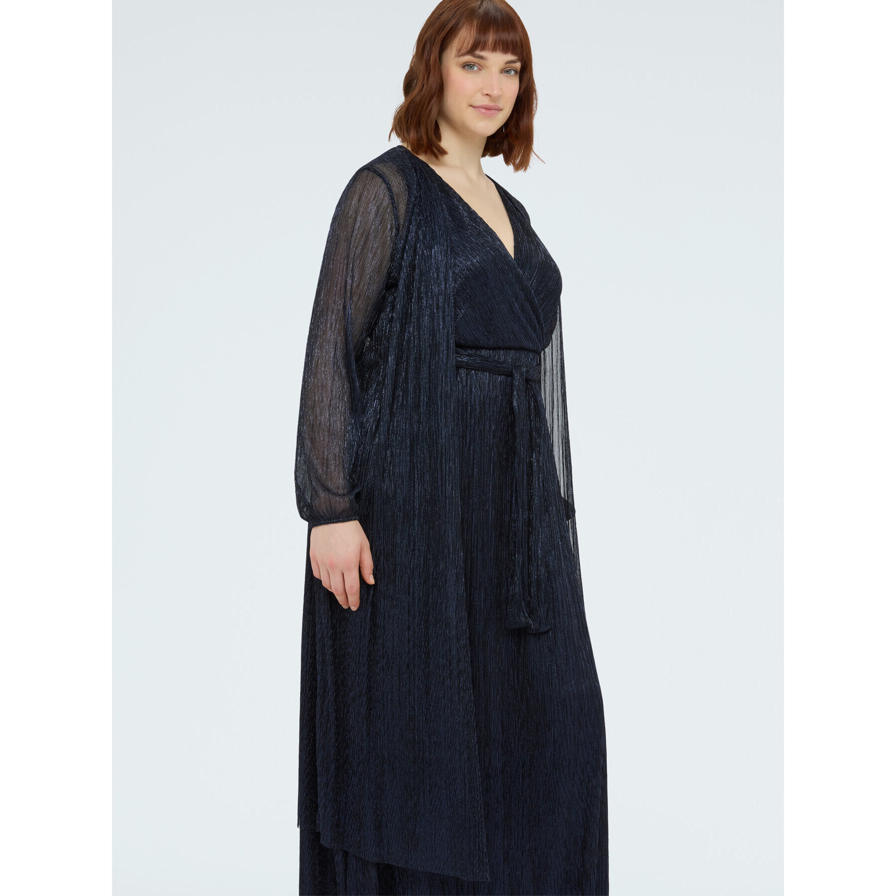 Fiorella Rubino - Cárdigan cubre hombros en plisado lurex - Azul