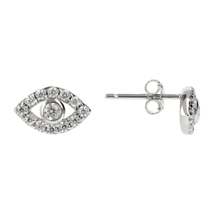 Orecchini a Lobo Occhio con Cubic Zirconia in Argento 925