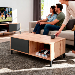 Tavolino Da Caffè Con Vano Aperto e Chiuso Tavolo Basso Design Soggiorno Salotto Arredo Casa Stile 40 x 100 x 50 cm Rovere e Grigio Antracite