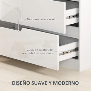 Cómoda con 6 Cajones Cómoda de Dormitorio Moderno con Anti-vuelco Cajonera para Salón Pasillo 120x40x75 cm Blanco