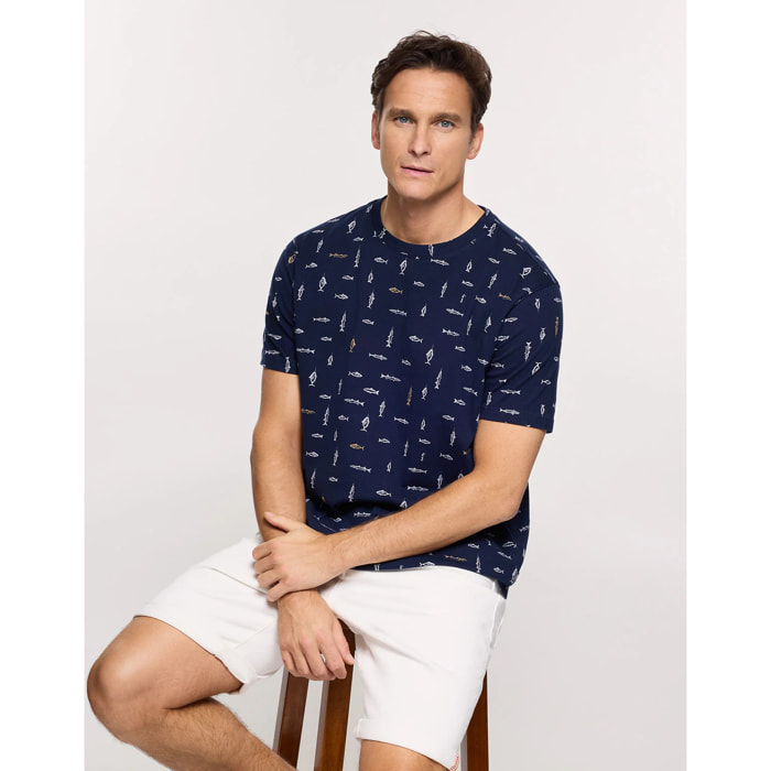 Camiseta Manga Corta Azul Marino - Sfishy