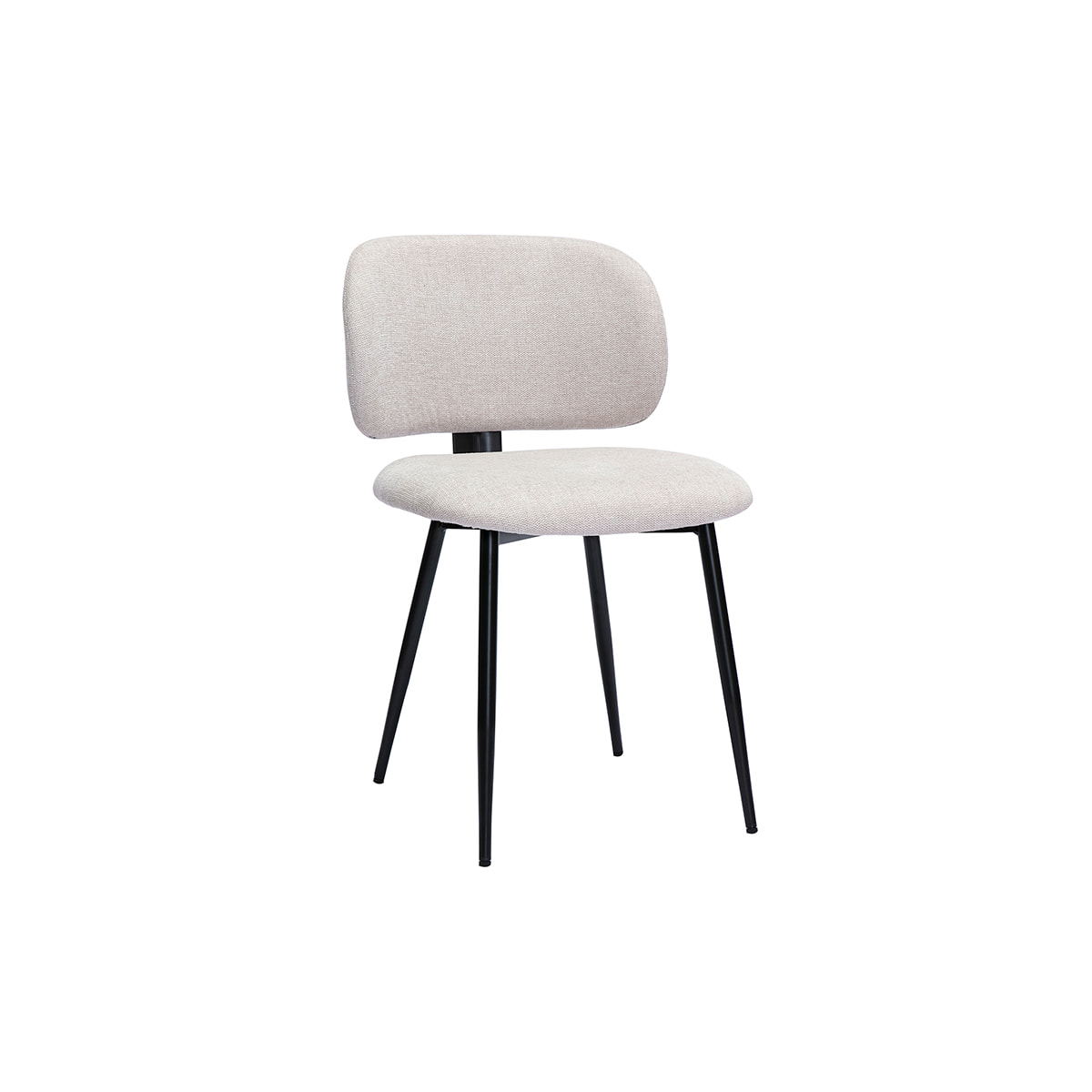 Chaises en tissu effet velours texturé beige et métal noir (lot de 2) ATRIUM