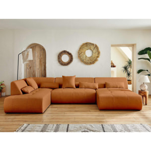Onyx - canapé panoramique d'angle gauche 7 places - en tissu - Rouille